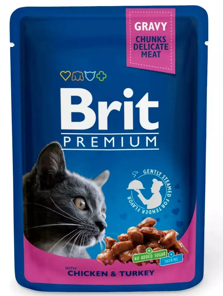 KISSANRUOKA BRIT PREMIUM CAT KANA-KALKKUNA 100G - Kissanruoat ja herkut - 8595602506019 - 1