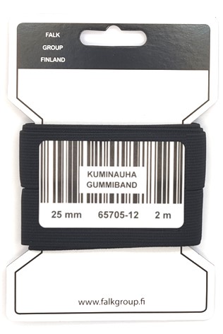 KUMINAUHA 25 MM MUSTA - Ompelulangat ja ompelutarvikkeet - 6430080228409 - 0