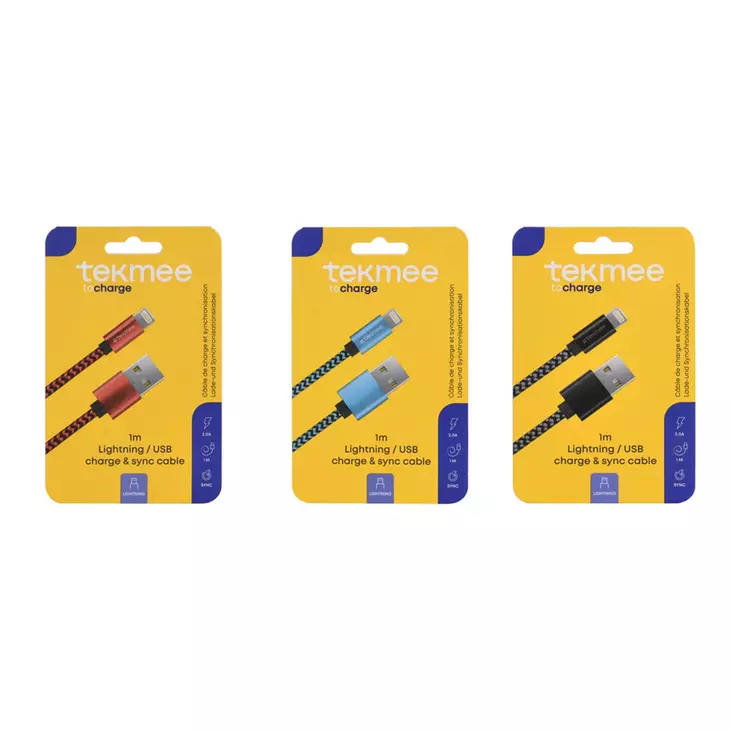 Tekmee latausjohto 1m Lightning-USB - Laturit, kaapelit ja varavirtalähteet - 3661075229269 - 1