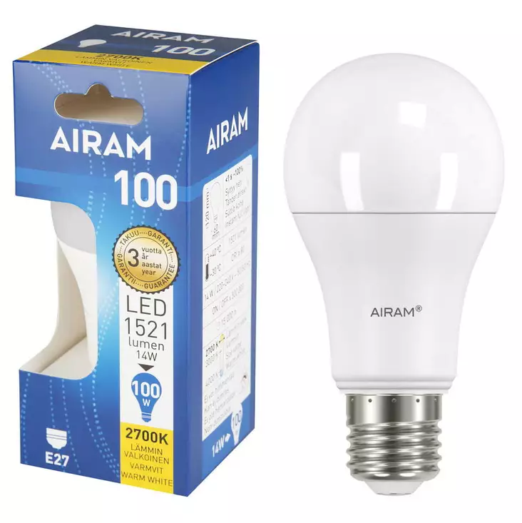 LED 14W E27 1521LM AIRAM - Lamput E27 kanta - 6435200248329 - 1