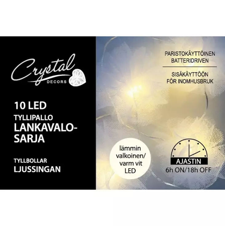 LED TYLLIPALLO LANKAVALOSRJ 10 LED - Valosarjat paristokäyttöiset - 6438159303859 - 1