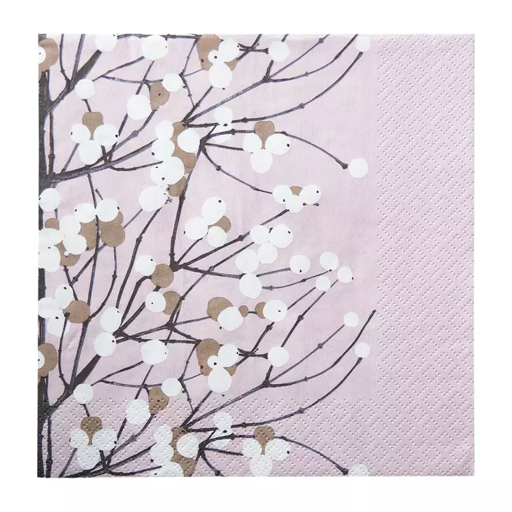 Servetti Marimekko Lumimarja roosa 24cm - Kahviliinat 24x24 - 6411632140349 - 1