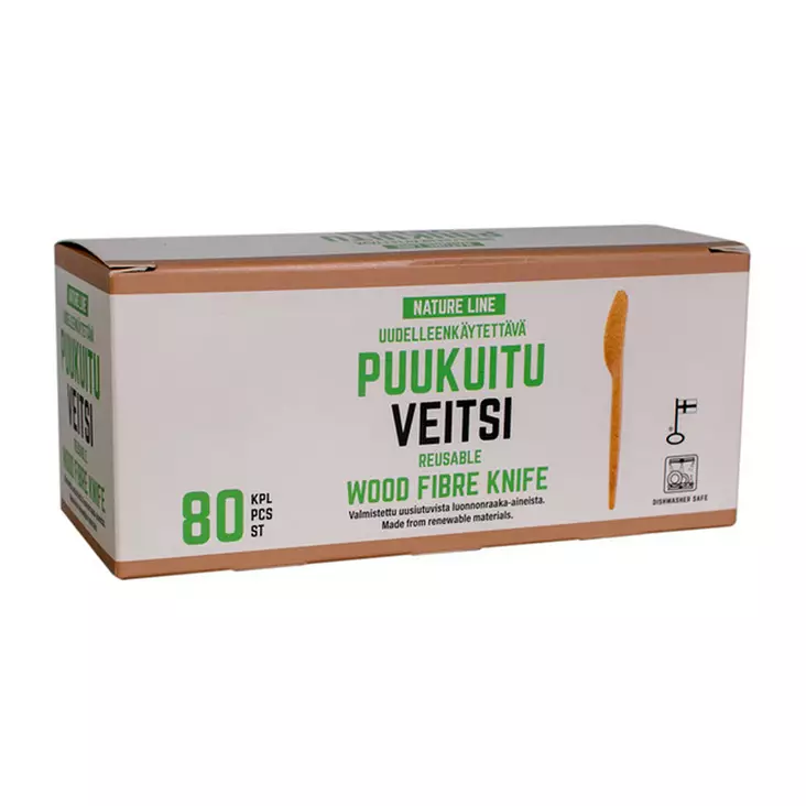 PUUKUITU VEITSI 80KPL / 17CM - Kertakäyttöaterimet - 6430077240179 - 1