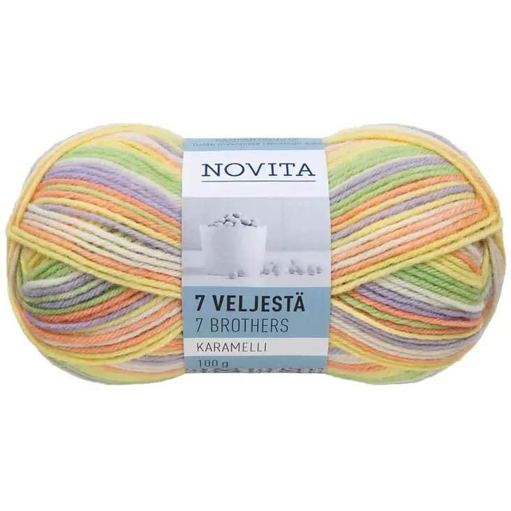 NOVITA 7-VELJESTÄ KARAMELLI 100G LANKA Useita eri värejä - Sukkalangat - 6412611428199 - 1