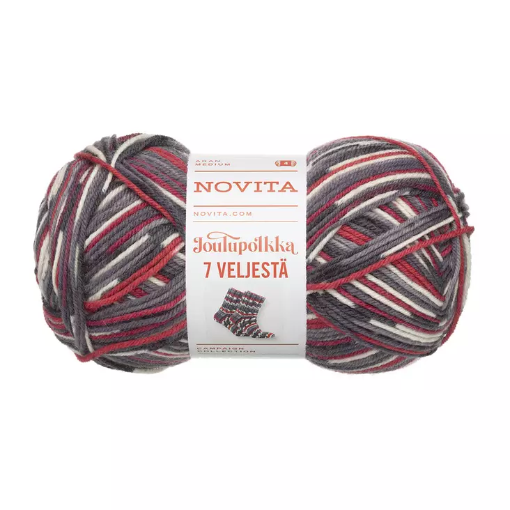 7-Veljestä Joulupolkka 150g punatulkku - Sukkalangat - 6412618215679 - 1