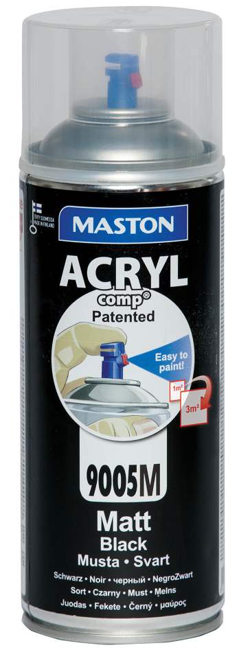 SPRAYMAALI MATTAMUSTA ACRYLCOMP 9005 400ml MASTON - Spraymaalit - 6412490023119 - 1