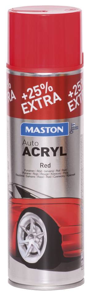 SPRAYMAALI PUNAINEN AUTOACRYL 500ML MASTON - Spraymaalit - 6412490025069 - 1