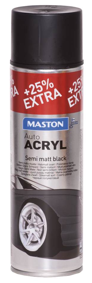 SPRAYMAALI PUOLIMATTA MUSTA AUTOACRYL 500ML MASTON - Spraymaalit - 6412490024949 - 1