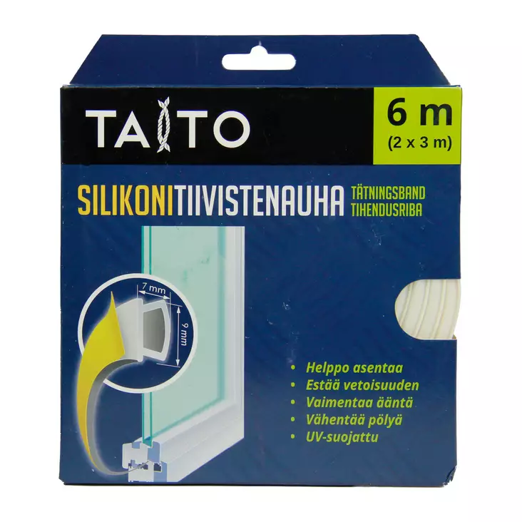 TIIVISTENAUHA P 2X3m valk silikoni 9x7mm - Ikkuna- ja ovitiivisteet - 6416096205719 - 1