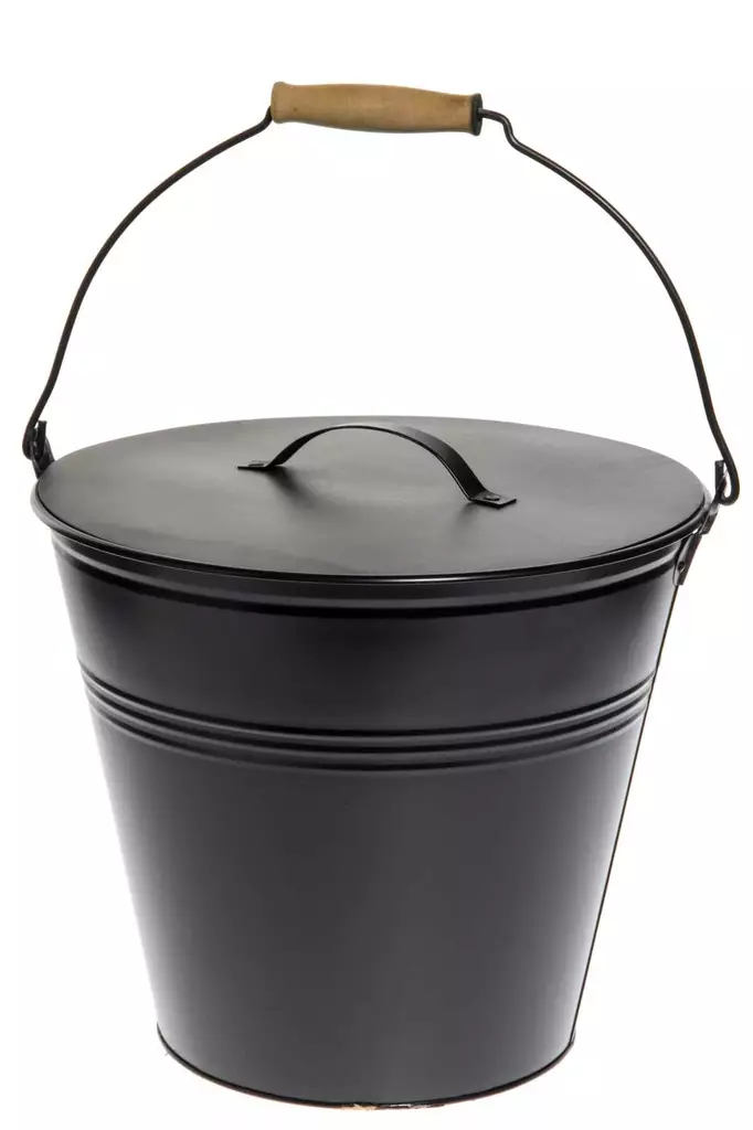 Tuhkaämpäri musta kannella - Tulisijatarvikkeet - 6410411829789 - 1