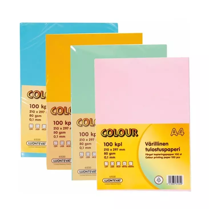 VÄRIL.TULOSTUSPAPERI 100KPL 80GS - Toimistopaperit ja kirjekuoret - 6416965610309 - 1