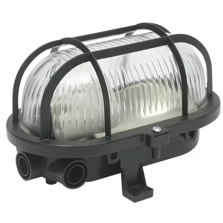 Ulkovalaisin mustalla muoviristikolla lasinen suojakupu - Ulkovalaisimet - 6418914187429 - 1