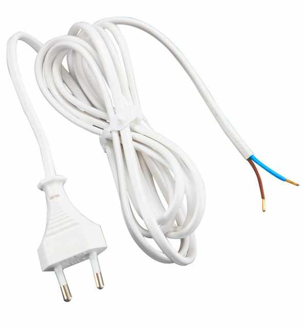 VALAISIMEN PISTOTULPPAJOHTO 2,5M VALKOINEN - Pistorasiat, haaroittimet ja kytkimet - 6438140944009 - 2