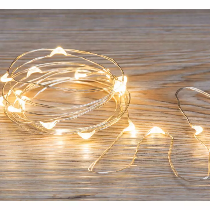 VALOSARJA Paristovalot Silver lämmin valkoinen 10LED 1 m - Valosarjat paristokäyttöiset - 6410412944689 - 1