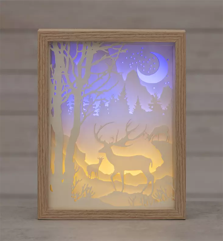 VALOTAULU LED PORO 3D 22X28CM - Valohahmot ja valokoristeet - 6410413175549 - 1