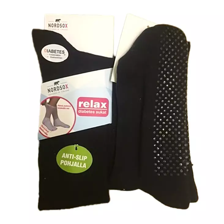 Diabetessukat Non Slip musta, Nordsox - Naisten sukat ja sukkahousut - ND-NON-SLIP - 1